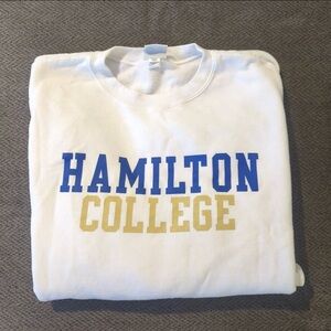 Y2K Hamilton College Sweatshirt White Champion Eco Fleece Mens XXL 2 XL Shirt